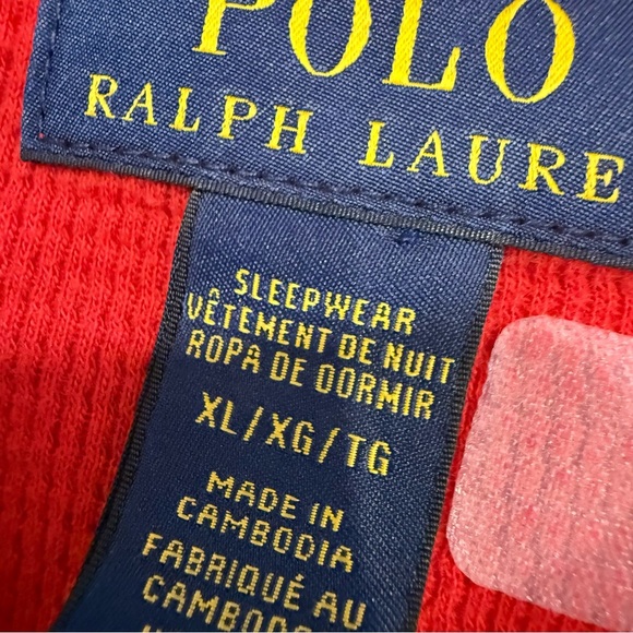 Polo Ralph Lauren Waffle Knit Shirt Mens Sz XL USA flag Red Long Sleeve - Picture 6 of 8
